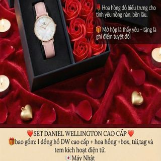 SET VALENTINE DANIEL W CAO CẤP DÂY DA PASTEL TRÒN VÀ CUFF HỘP NƠ TEM