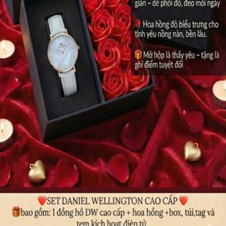 SET VALENTINE DANIEL W CAO CẤP DÂY DA PASTEL TRÒN VÀ CUFF HỘP NƠ TEM
