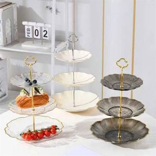 Khay Mứt 3 Tầng Viền Vàng 3 Màu Trắng, Trong, Xám (THÙNG 60C)