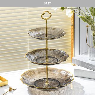 Khay Mứt 3 Tầng Viền Vàng 3 Màu Trắng, Trong, Xám (THÙNG 60C)