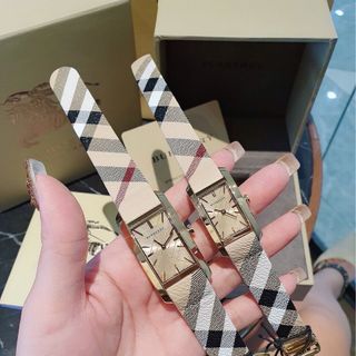 ĐỒNG HỒ NỮ SIÊU CẤP BUBBERI MẶT CHỮ NHẬT DÂY DA SIZE LỚN VÀ NHỎ