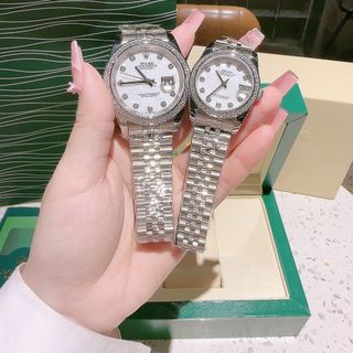 ĐỒNG HỒ NAM NỮ CAO CẤP ROLET DATE JUST AUTOMATIC BẠC XÀ CỪ VIỀN ĐÁ