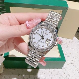 ĐỒNG HỒ NAM NỮ CAO CẤP ROLET DATE JUST AUTOMATIC BẠC XÀ CỪ VIỀN ĐÁ
