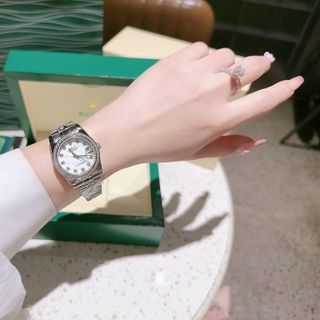 ĐỒNG HỒ NAM NỮ CAO CẤP ROLET DATE JUST AUTOMATIC BẠC XÀ CỪ VIỀN ĐÁ