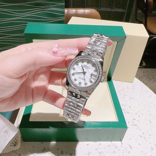 ĐỒNG HỒ NAM NỮ CAO CẤP ROLET DATE JUST AUTOMATIC BẠC XÀ CỪ VIỀN ĐÁ