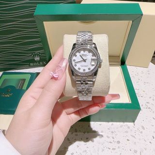 ĐỒNG HỒ NAM NỮ CAO CẤP ROLET DATE JUST AUTOMATIC BẠC XÀ CỪ VIỀN ĐÁ