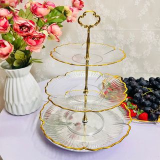 Khay Mứt 3 Tầng Viền Vàng 3 Màu Trắng, Trong, Xám (THÙNG 60C)