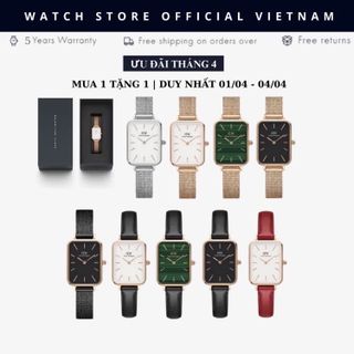 ĐỒNG HỒ NỮ CAO CẤP D WELLINGTON QUẢDRO DA VÀ LƯỚI HỘP NƠ TEM