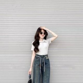 Quần jean ống đứng 9 tấc nấm lùn