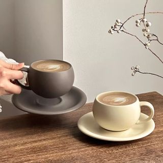 Cốc gốm sứ kèm kê bộ gồm 1 cốc+ kê 300ml (THÙNG 30B)