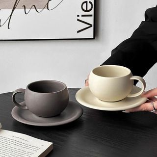 Cốc gốm sứ kèm kê bộ gồm 1 cốc+ kê 300ml (THÙNG 30B)