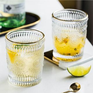 Bộ 6 Cốc Thủy Tinh Cốc Đồng Tiền Viền Vàng Thấp (THÙNG 12B )