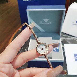 ĐỒNG HỒ NỮ CHÍNH HÃNG FUNMEI F20207 DÂY THÉP MẶT SIÊU NHỎ HỘP HOA VALENTINE