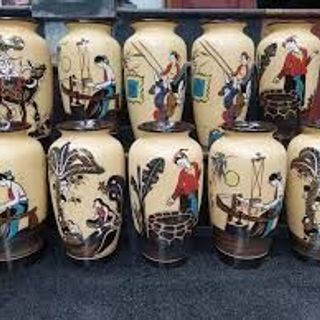 Lọ Hoa,Bình Hoa Gốm Hình Tranh Đông Hồ (TÚI 10C)