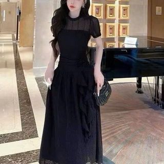 Đầm ren hoa eo sz s m l xukadress