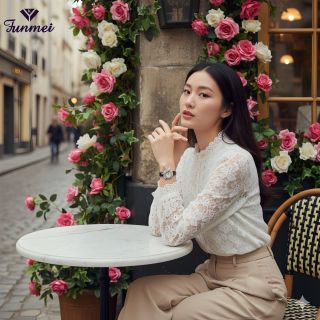 SET ĐỒNG HỒ NỮ CHÍNH HÃNG FUNMEI F1400 DÂY DA NHIỀU MÀU MẶT NƠ FULL ĐÁ FULLBOX TEM HÃNG