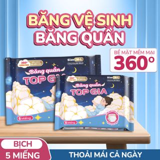 Băng vệ sinh quần siêu mỏng Topgia bịch 5 miếng vải không dệt mềm mại, thấm hút tốt khô ráo