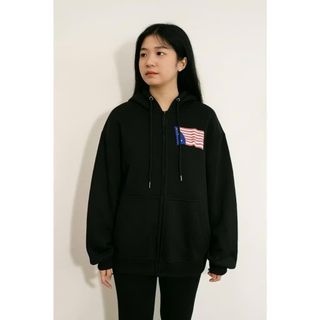 Áo khoác nỉ nữ chữ USA và hình cờ