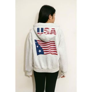 Áo khoác nỉ nữ chữ USA và hình cờ