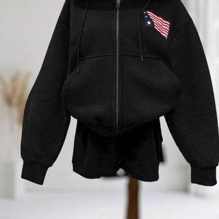 Áo khoác nỉ nữ chữ USA và hình cờ