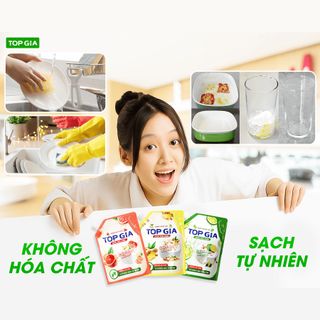 Nước Rửa Chén Bát TOPGIA Thiên Nhiên, An Toàn Dịu Nhẹ Da Tay, Khử Mùi Tanh Sạch Dầu Mỡ, Túi 2L