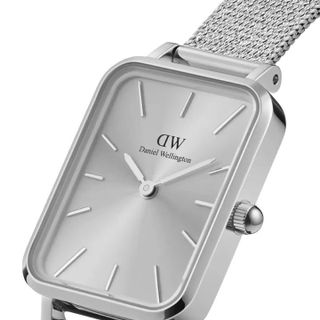 ĐỒNG HỒ NỮ CAO CẤP D WELLINGTON DÂY LƯỚI CHỮ NHẬT BẠC MẶT XÁM HỘP NƠ TEM