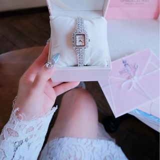 QUÀ VALENTINE ĐỒNG HỒ NỮ CHÍNH HÃNG BRIDE TALK MẶT VUÔNG MINI ĐÍNH ĐÁ SWAROSKI FULLBOX TEM