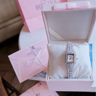 QUÀ VALENTINE ĐỒNG HỒ NỮ CHÍNH HÃNG BRIDE TALK MẶT VUÔNG MINI ĐÍNH ĐÁ SWAROSKI FULLBOX TEM