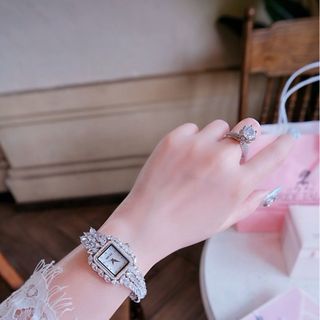 QUÀ VALENTINE ĐỒNG HỒ NỮ CHÍNH HÃNG BRIDE TALK MẶT VUÔNG MINI ĐÍNH ĐÁ SWAROSKI FULLBOX TEM