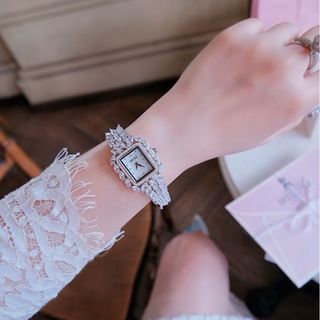 QUÀ VALENTINE ĐỒNG HỒ NỮ CHÍNH HÃNG BRIDE TALK MẶT VUÔNG MINI ĐÍNH ĐÁ SWAROSKI FULLBOX TEM