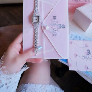 QUÀ VALENTINE ĐỒNG HỒ NỮ CHÍNH HÃNG BRIDE TALK MẶT VUÔNG MINI ĐÍNH ĐÁ SWAROSKI FULLBOX TEM