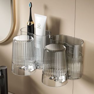 Kệ bàn chải gắn tường trong suốt vân sọc (THÙNG 72C)