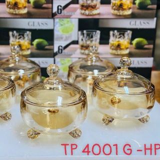 Hũ mứt thủy tinh vàng tròn TP 4001 G-HP (THÙNG 12C)