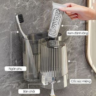Kệ bàn chải gắn tường trong suốt vân sọc (THÙNG 72C)