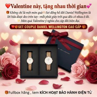 SET VALENTINE DANIEL W CAO CẤP COUPLE LƯỚI TRÒN SIZE NAM VÀ NỮ HỘP NƠ ĐỎ