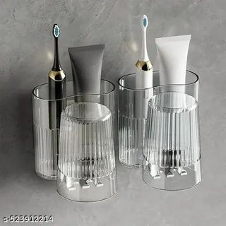 Kệ bàn chải gắn tường trong suốt vân sọc (THÙNG 72C)