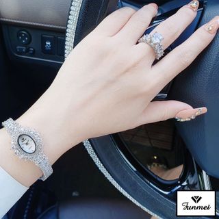 QUÀ VENTINE ĐỒNG HỒ NỮ CHÍNH HÃNG FUNMEI F5718  ĐÁ SWAROSKI TRÁI TIM FULLBOX TEM HÃNG