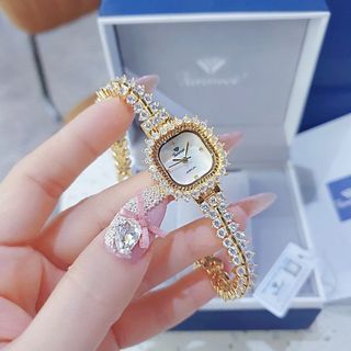 QUÀ VALENTINE ĐỒNG HỒ NỮ CHÍNH HÃNG FUNMEI F2125 MẶT VUÔNG VIỀN ĐÁ FULLBOX TEM