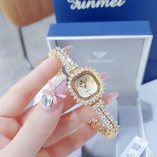QUÀ VALENTINE ĐỒNG HỒ NỮ CHÍNH HÃNG FUNMEI F2125 MẶT VUÔNG VIỀN ĐÁ FULLBOX TEM