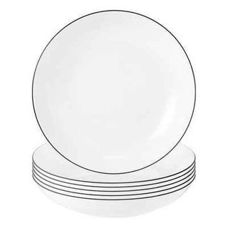 Đĩa Sứ Trắng Viền Đen 6 (THÙNG 96C)