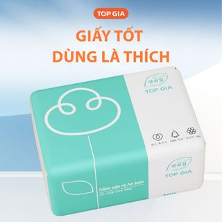 Giấy ăn TopGia gấu trúc rút 3 màu cao cấp 4 lớp dày dặn, mềm mịn