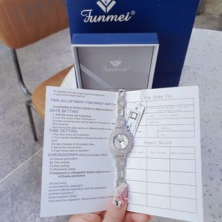 QUÀ VALENTINE ĐỒNG HỒ NỮ CHÍNH HÃNG FUNMEI F2062 ĐÍNH ĐÁ SWAROSKI FULLBOX TEM HÃNG