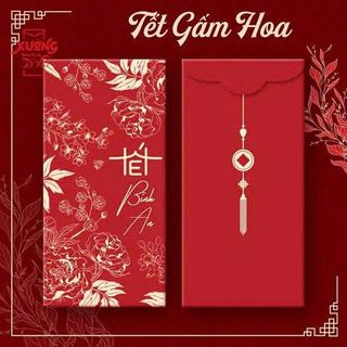 SET 10 BAO LÌ XÌ TẾT GẤM HOA QUỐC DÂN