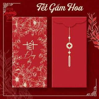 SET 10 BAO LÌ XÌ TẾT GẤM HOA QUỐC DÂN