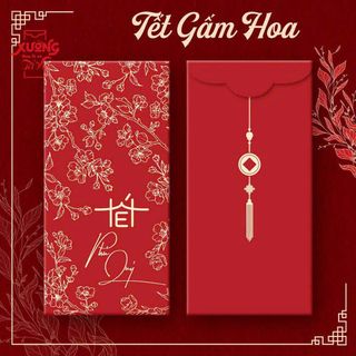 SET 10 BAO LÌ XÌ TẾT GẤM HOA QUỐC DÂN