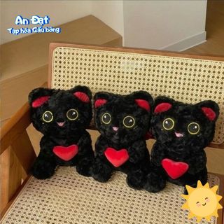Gấu Bông Mèo Đen Ôm Tim Dễ Thương