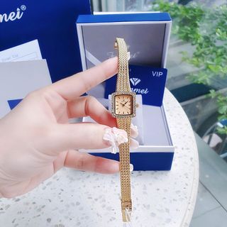 QUÀ VALENTINE ĐỒNG HỒ NỮ CHÍNH HÃNG FUNMEI FL2144 MẶT VUÔNG DÂY LƯỚI FULLBOX TEM
