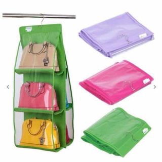 TÚI TREO BẢO QUẢN TÚI XÁCH CHỐNG BỤI 6 NGĂN 3 TẦNG TIỆN LỢI(GIỎ XÁCH)