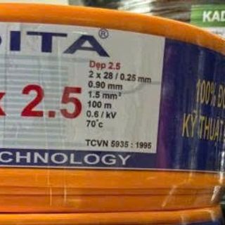 Dây điện Kadita 2 lớp vỏ 2C X 2.5 - 100M (CV)