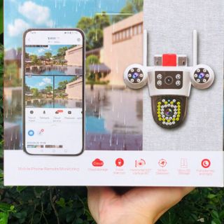 "Chuyên cơ mặt đất" Camera Wifi Yoosee F068-G 15MP 4 mắt 3 khung, điều chỉnh xoay cả 3 khung (Phản lực 2 bên có 6 Led)